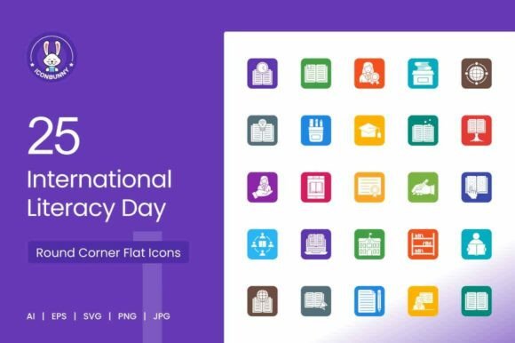 25 Literacy Day Icons: A Must-Have for Creative Projects