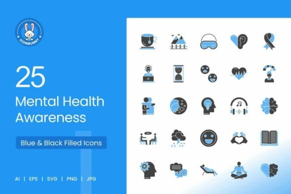 25 Mental Health Awareness Icons for Crafters