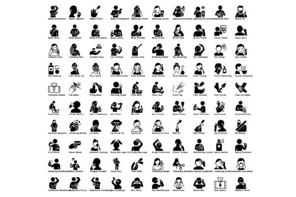 50 Personal Care Hygiene Black Icons: Graphics Review