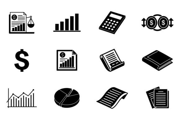 Accounting Vector Icon Set: Finance Graphics & Illustrations