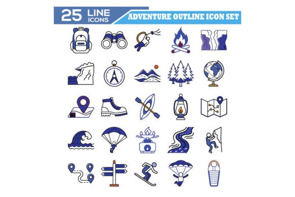 Adventure Outline Icon Set: Perfect Graphics for Handmade Creations