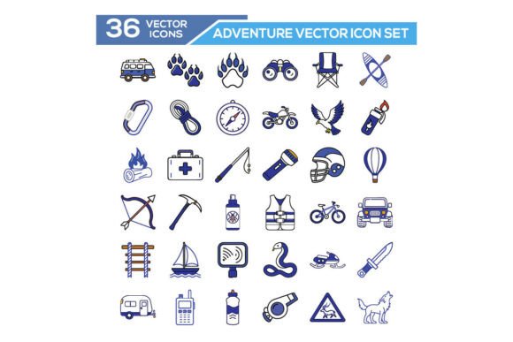 Adventure Vector Icon Set: Perfect Graphics for Outdoor Content