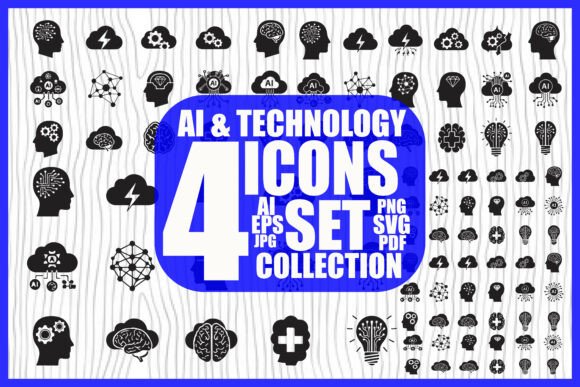 AI Technology Icons Bundle: Graphics for Modern Publishing