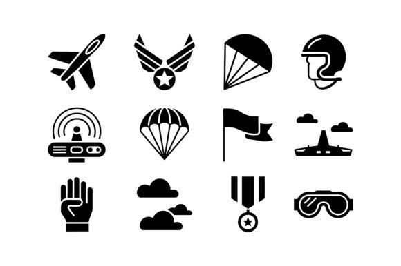 Air Force Aviation Icon Set EPS: Perfect for Graphics and Icons
