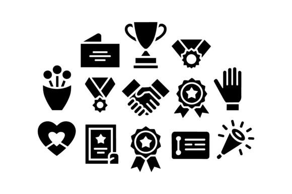 Award Recognition Icon Set EPS: Perfect for Modern Graphics