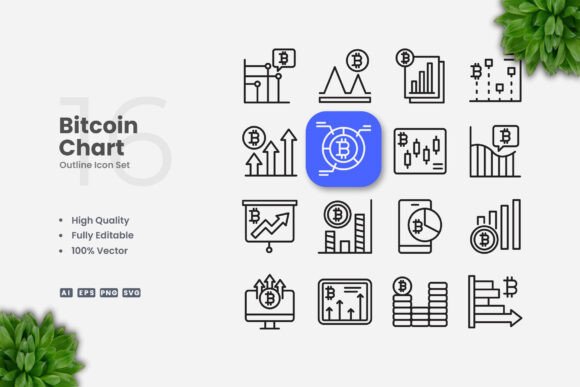 Bitcoin Chart Outline Icons: A Versatile Graphics Asset