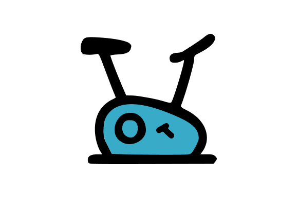 Blue Exercise Bike Training Clip Art for Graphics & Illustrations