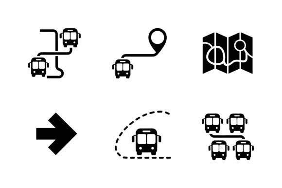 Bus Route Navigation Icon Set EPS for Graphics and Icons