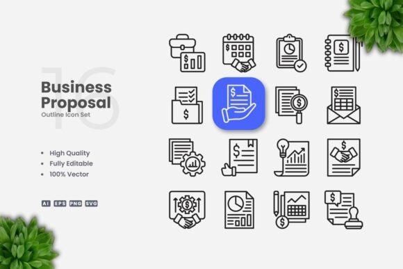 Business Proposal Outline Icons: A Clean Graphics Asset