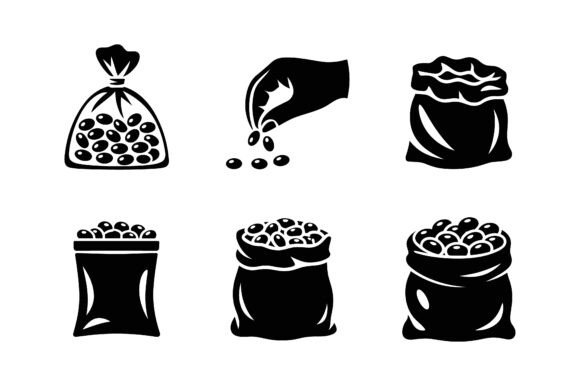 Coffee Bean Roastery Icon Set EPS for Graphics and Crafts