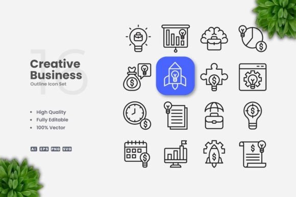 Enhancing Visuals with Creative Business Outline Icons