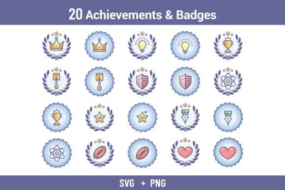 Exploring 20 Achievements Badges Vector Icons