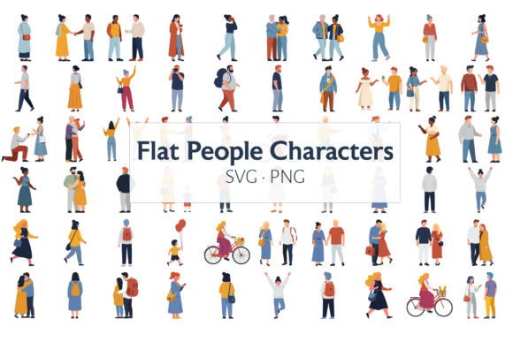 Flat People Characters Vector Set: Graphics & Illustrations