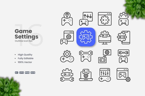 Game Settings Outline Icons: A Versatile Graphics Tool
