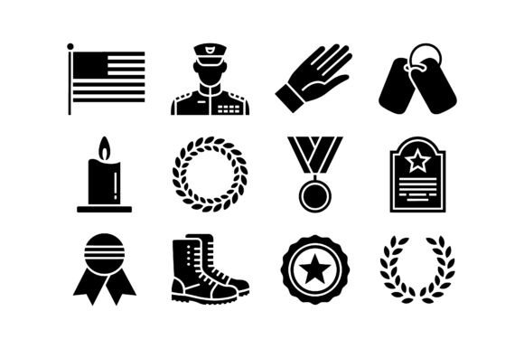 Honor the Brave: Military Veteran Icon Set EPS Graphics