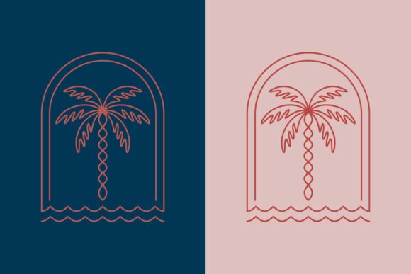 Palm Beach Tree Boho Style Logo Concept Graphics & Templates