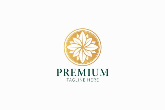 Premium Gold Leaf Logo Sign Symbol for Graphics