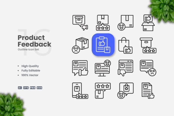 Product Feedback Outline Icons: A Versatile Graphic for Local Brands