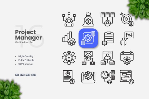 Project Manager Outline Icons: A Versatile Design