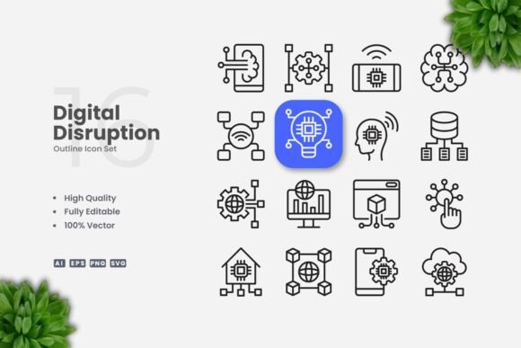 Review: Digital Disruption Outline Icons for Modern Branding