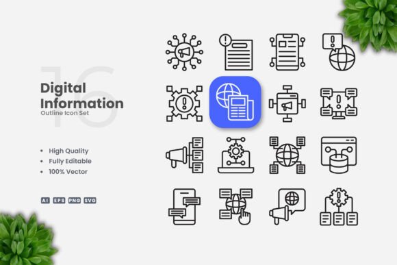 Review: Digital Information Outline Icons