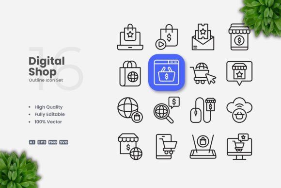 Review: Digital Shop Outline Icons for Creative Graphics