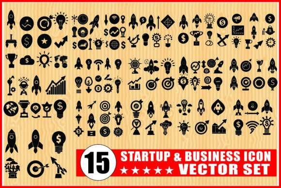 Startup Business Icon Vector Set: Graphics & Illustrations