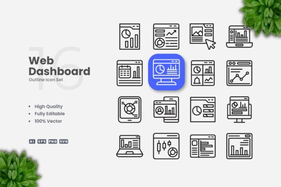 Web Dashboard Outline Icons: A Versatile Graphics Solution