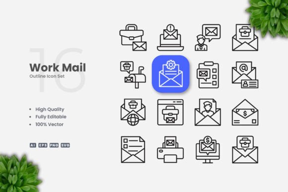 Work Mail Outline Icons: A Clean Graphics Solution